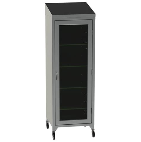 Lakeside Wide Mobile Cabinet with Stainless Shelves & Glass 